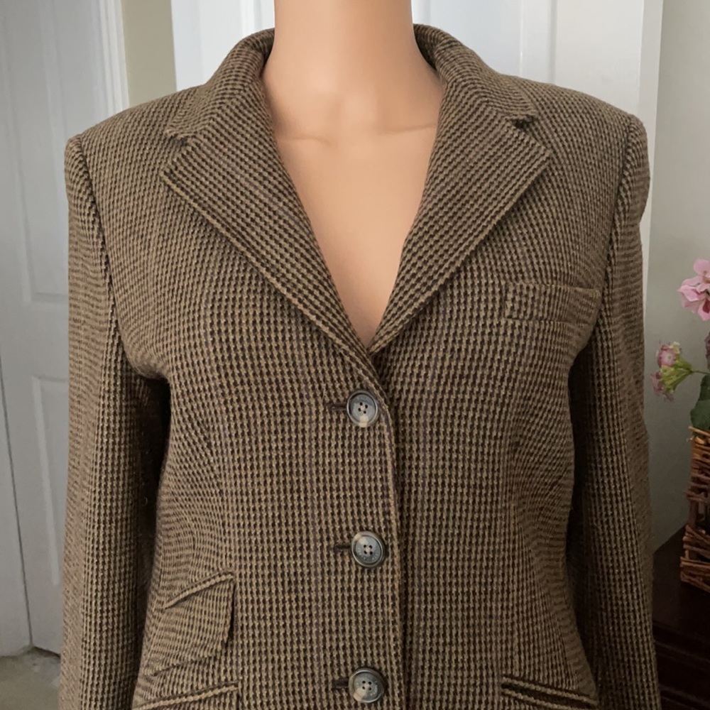 Lauren Ralph Lauren Equestrian Houndstooth Wool Blazer Size 10 - Picture 4 of 14